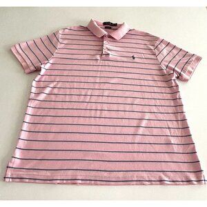 Polo Ralph Lauren Custom Slim Fit Pony Polo Shirt Short Sleeve XL Pink Blue Golf